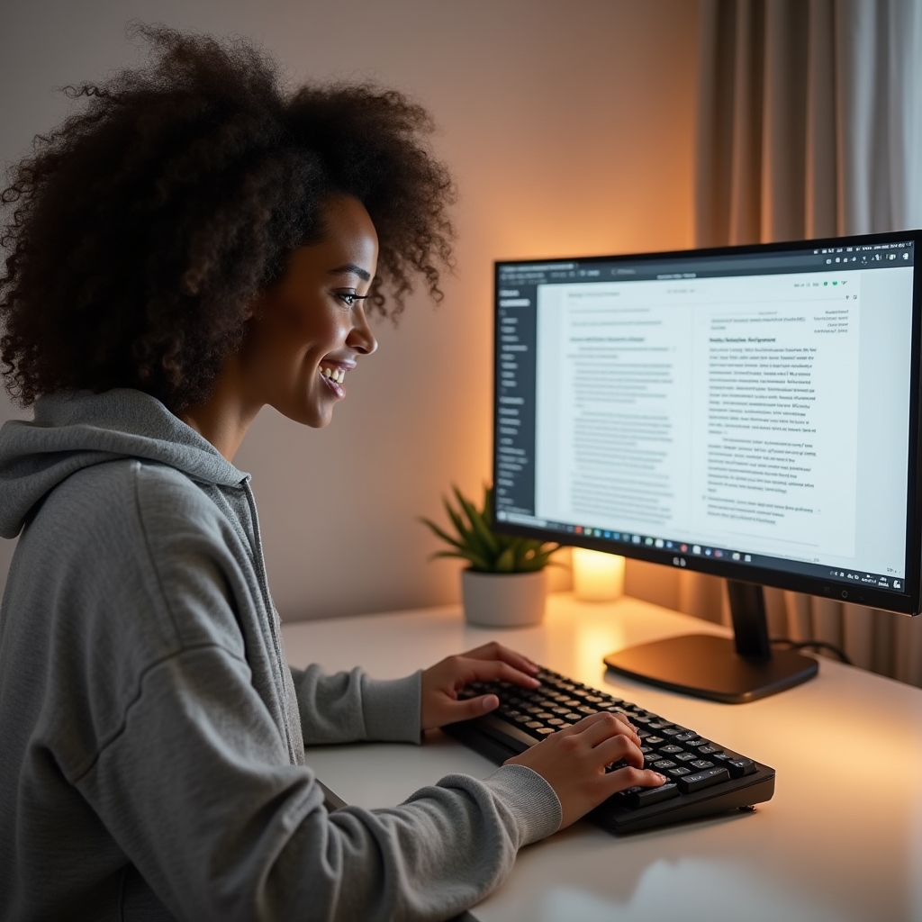 Copywriter pracujący przy komputerze w nowoczesnym biurze